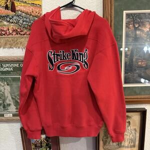 Vintage‎ 90s RARE Strike King Embroidered Fishing Lure Hoodie Size S/M